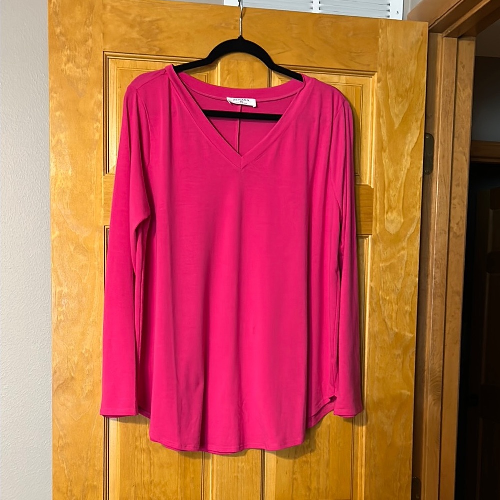 Zenana Outfitters Relaxed Pink Long Sleeve Blouse